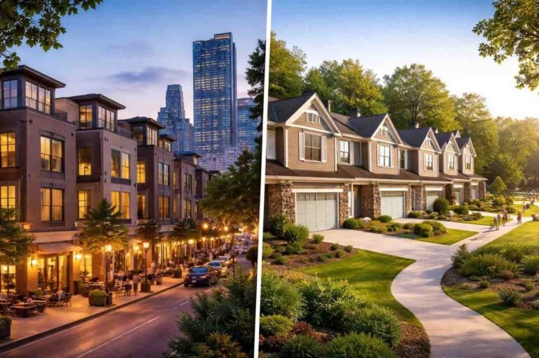 City Lights or Quiet Nights Comparing Urban and Suburban Townhomes